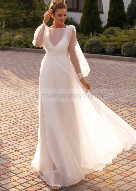 Two Pieces Ivory Satin Organza Civil Wedding Dress